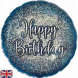 18" Bday Glitter Navy Gold