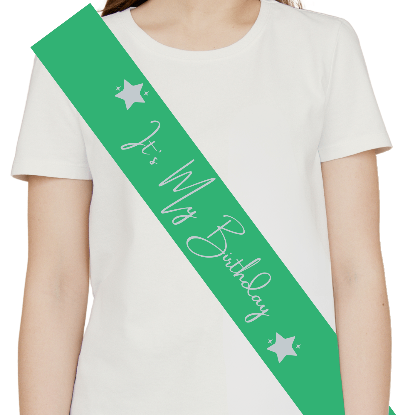 Green Sash Silver Print - It's My Birthday
