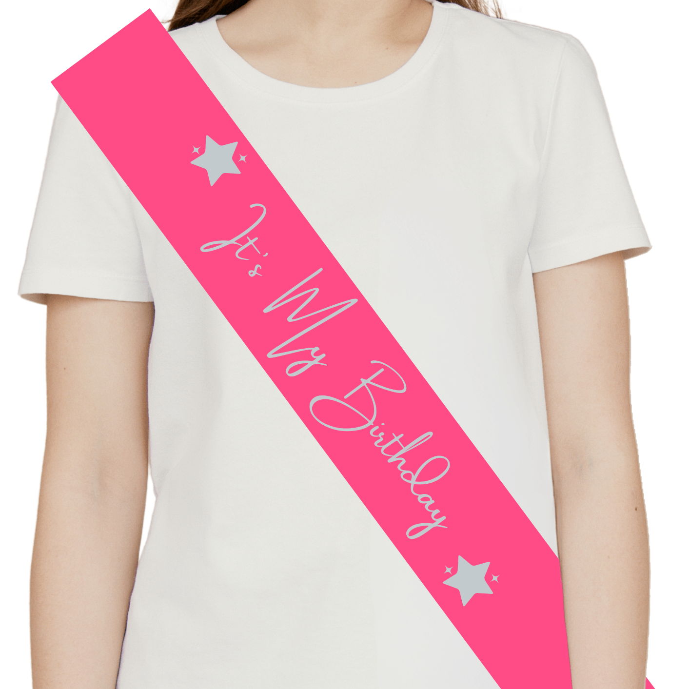Magenta Pink Sash Silver Print - It's My Birthday