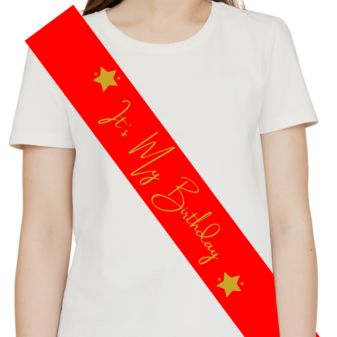 Red Sash Gold Print - It's My Birthday