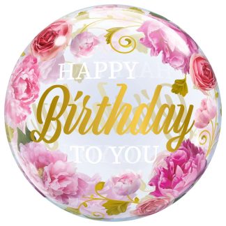 22" Bubble Bday Pink Peonies