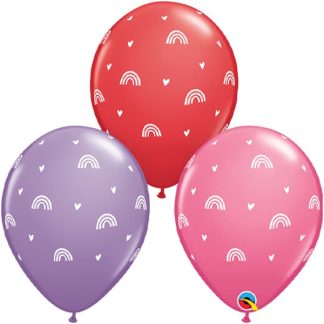 11" Rainbow & Hearts Purple
